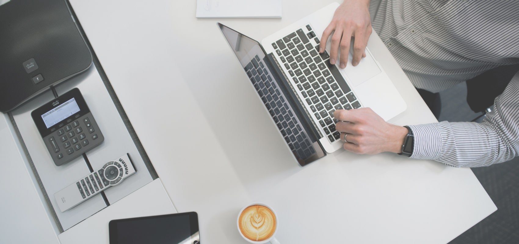 desk with a laptop